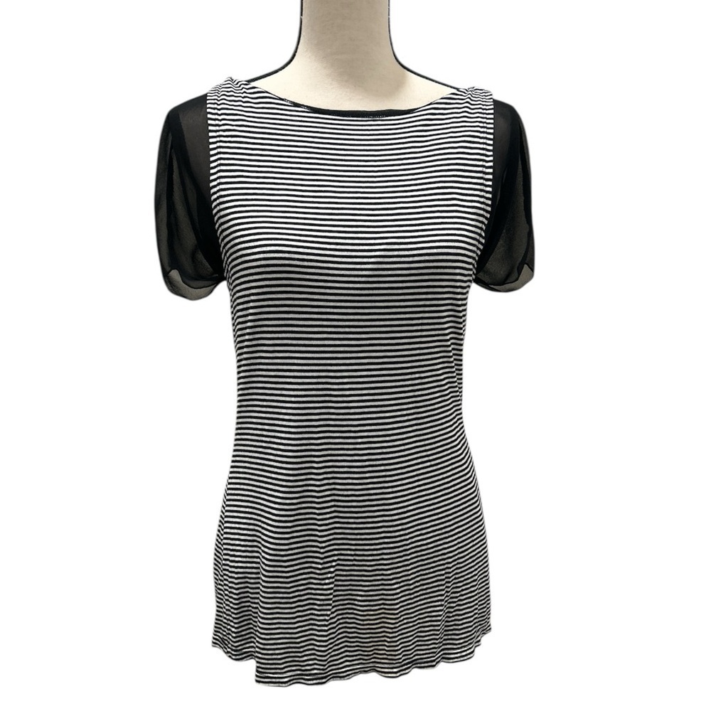 Express Black and White Striped Blouse